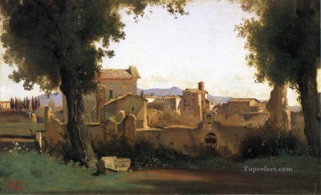 Vista en los Jardines Farnese plein air Romanticismo Jean Baptiste Camille Corot Pinturas al óleo